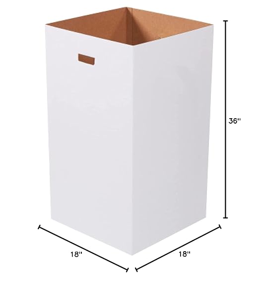 AVIDITI Cardboard Trash Cans and Recycling Bins, 50 Gallon 18"L x 18"W x 36"H (10-Pack) Reusable or Disposable Pop Up Garbage Boxes for Parties, Outdoor Events, Heavy Duty, Plain
