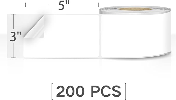 Rectangle Labels Sticker 3×5 Inch Vinyl Floor Stickers Color Coding Name Tags Roll Removable 200 PCS, White