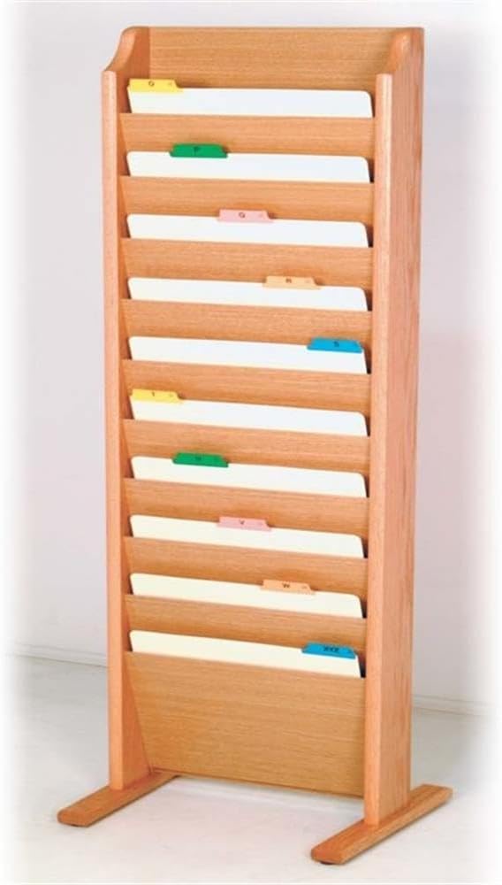 BOWERY HILL 10 Pocket Legal Size Standing File Holder in Light Oak