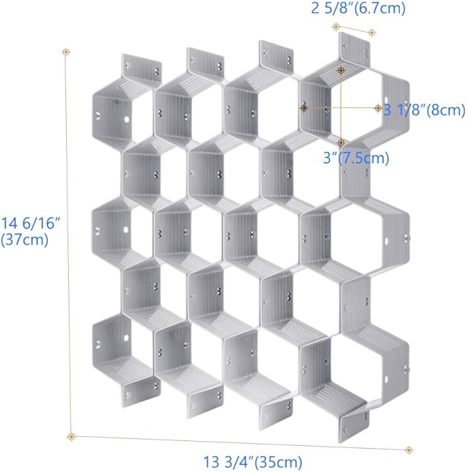 Poeland Drawer Divider Organizer DIY Plastic Grid Honeycomb Drawer Divider Gray 2 Pack