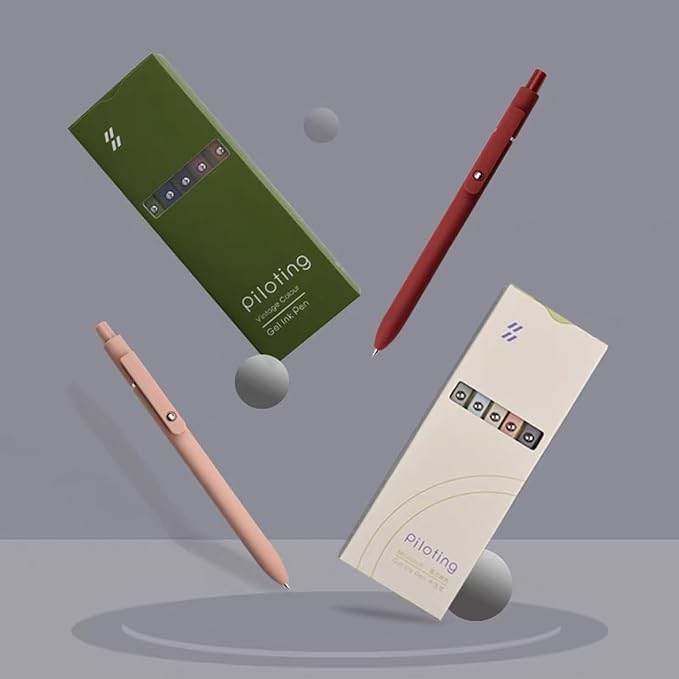 5 Pcs Gel Pens, 0.5mm Black Ink Pens Retractable Fine Point Smooth Writing, Aesthetic Office School Supplies, Desk Accessories Nursing Pen for Journaling Note Taking, Gifts for Women Men (Morandi B)