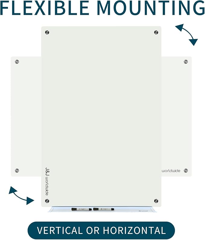 Magnetic Whiteboard,Dry Erase Board 3' x 2', Tempered Glass White Board Frameless, Home School Supplies or Home Office Decor with Magnets, Markers, Eraser, Marker Tray