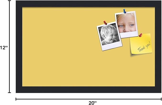 PinPix 20x12 Inch Cork Bulletin Board. This Decorative Framed Pin Board Comes with Honey Pastel Design and a Satin Black Frame. Ideal for Home Office Decor or Message Board (PinPix-1810)