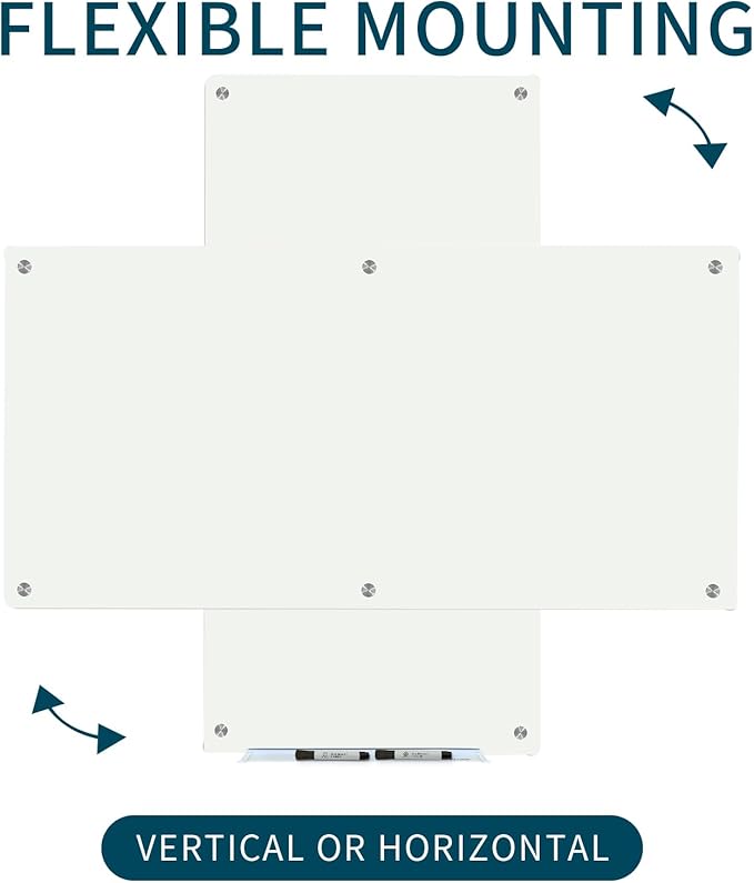 Magnetic Glass Whiteboard 6' x 3', Large Glass Dry Erase Board 70 x 35 Inches for Wall, Large White Board Frameless for Office Home & School