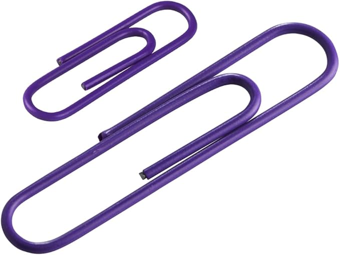 JAM PAPER Combo Pack Colorful Paper Clips - Standard & Jumbo - Purple Paperclips - 1 Pack of 100 & 1 Pack of 75