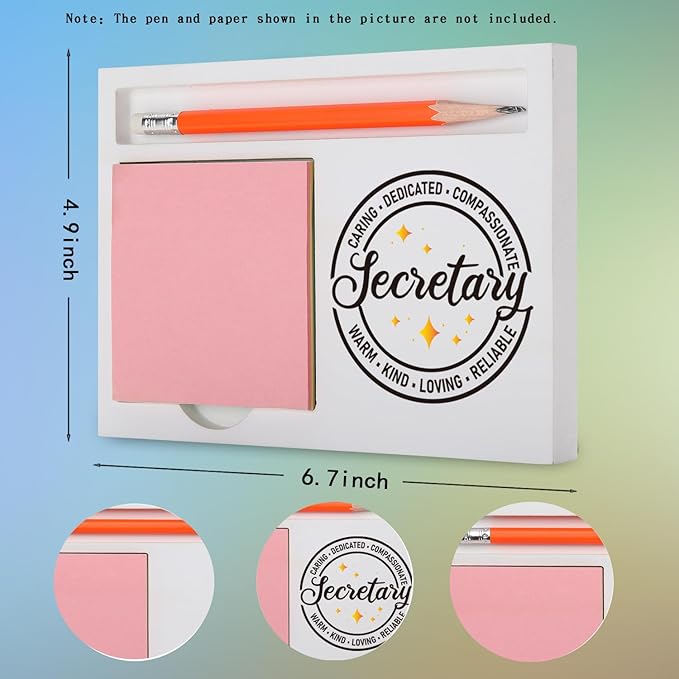 Secretary Gifts for Women Inspirational Desk Organizer with Caring Reliable Quote for Appreciation, Administrative Professionals Day, Retirement or Farewell Desk White Note Pad Holder XBCT10