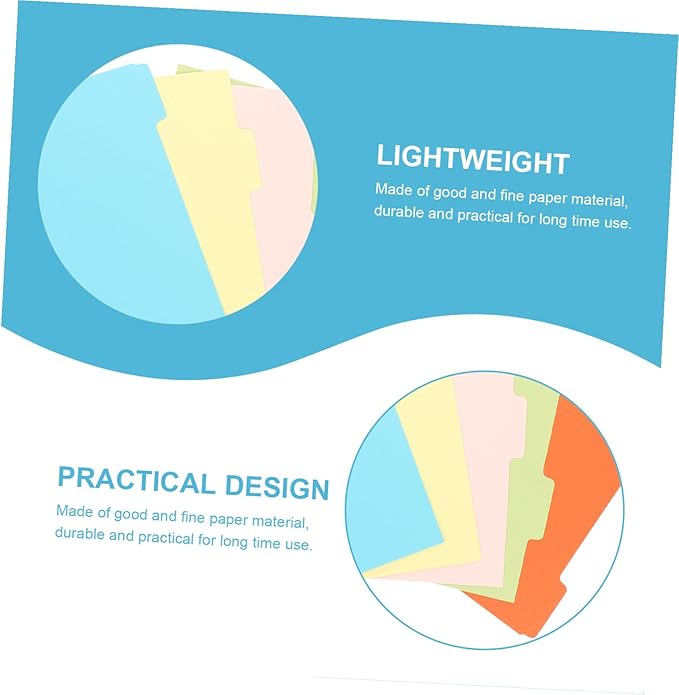 15Pcs Index Dividers for Binders Portable Tab Separators Paper Binder Tabs for Office School and Household Organization Replaceable and Decorative Document Separators