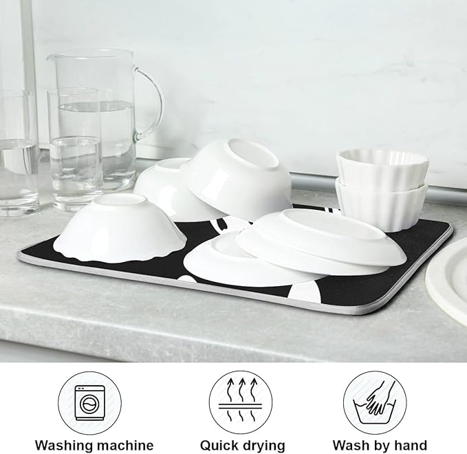 Halloween Spooky Ghost Dish Drying Mat for Kitchen Counter 18 x 24 Inch Absorbent Microfiber Dry Dishes Mats Drainer Mat Dish Drying Pad for Countertops Decor