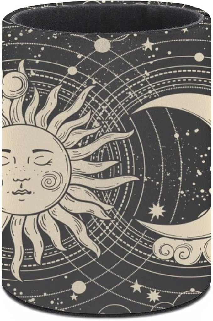 Tarot Celestial Bohemian Pen Holder Pencil Organizer Cute Pencil Cup Desk Decor Makeup Brush Holder PU Multifunctional Office Suppliesfor Home Classroom School