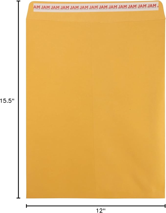 JAM PAPER 12 x 15 1/2 Open End Catalog Recycled Envelopes with Peel and Seal Closure - Brown Kraft - 50/Pack