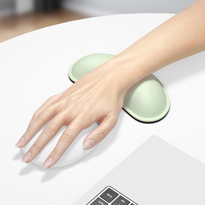 Dapesuom Mouse Wrist Rest, Ergonomic Memory Foam Mouse Wrist for Computer Desk Mats Support, Hand Rest Pad Cushion for Gaming, Office, Laptop, Men, Women, Pain Relief & Easy Typing, Lake Green