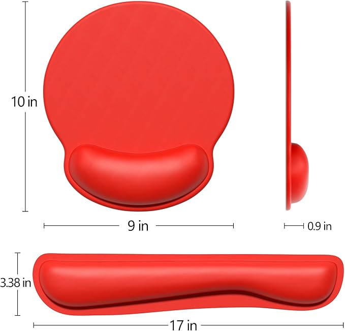 Dapesuom Keyboard Wrist Rest and Mouse Pad with Wrist Support, Cute Memory Foam Cushion for Keyboard and Mouse Set, Ergonomic Desktop Pad Rests with Non Slip Base for Easy Typing & Pain Relief, Red