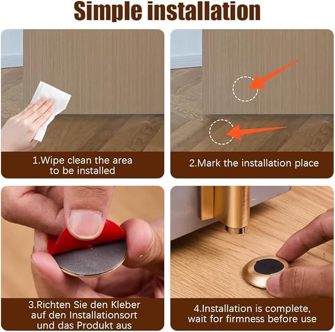 2026 New Door Wedge Stopper, Magnetic Doors Stoppers for Bottom of Door, No Drill Invisible Doorstops for Inside Door, Heavy Duty Magnetic Doors Catch Holder to Keep Doors Open (Silver)