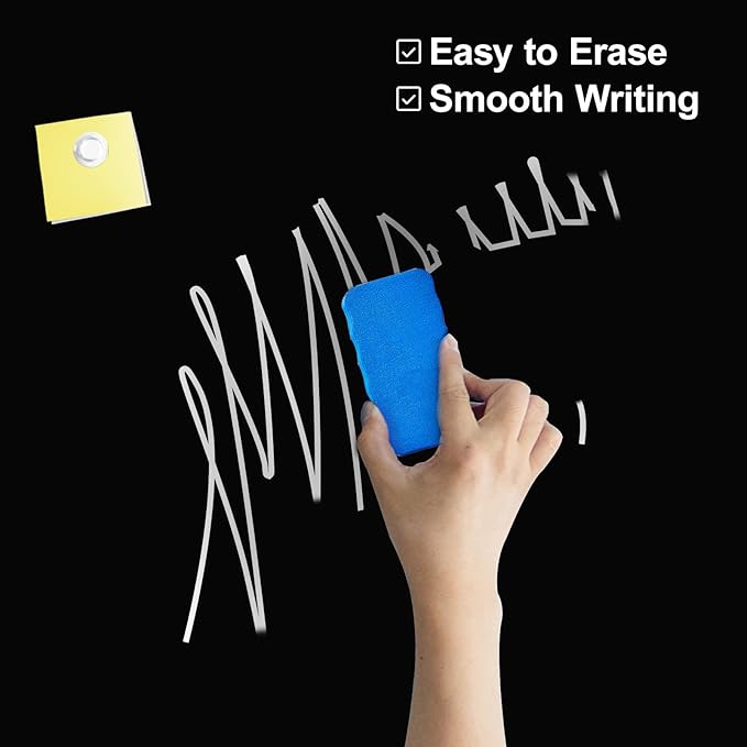 Magnetic Whiteboard, Black Dry Erase Board 4' x 3', Tempered Glass White Board Frameless, Home School Supplies or Home Office Decor with Magnets, Markers, Eraser, Marker Tray