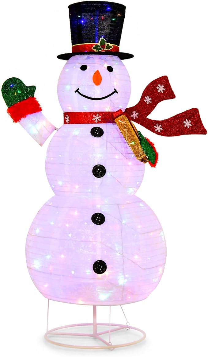 Tangkula 6 FT Lighted Christmas Snowman, Christmas Snowman Decoration with 180 Colorful LED Lights, Remote Control, 8 Lighting Modes & 4 Brightness, Indoor Outdoor Xmas Holiday Decor for Party Yard