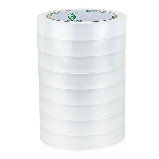 BOMEI PACK 8Rolls Clear Tape Refills for Dispenser, Transparent Gift Wrap Tape 3inch Core for Home, Office, 3/4inch x 60yds