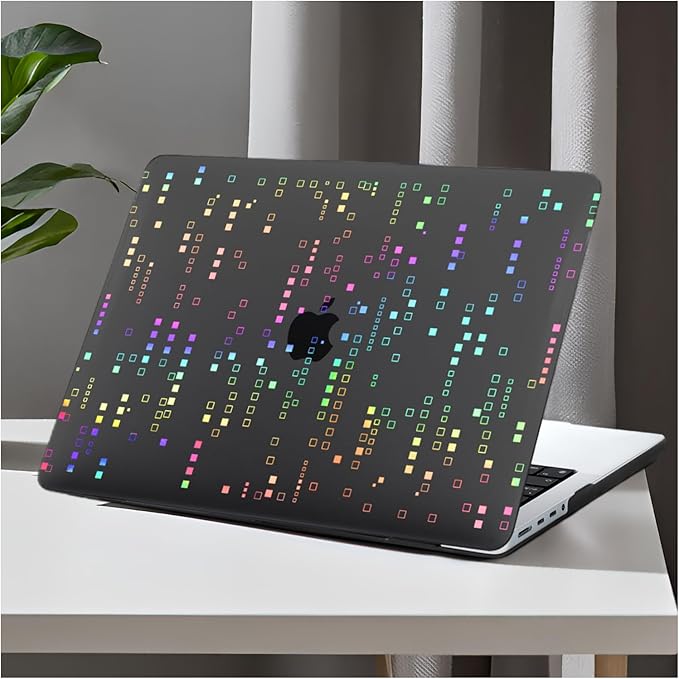 DTangLsm for M4 MacBook Air 13 inch Case 2025 2024-2022 M3 M2 A3240 A3113 A2681, Clear Plastic Hard Case for MacBook Air 13.6 inch Laser Print Laptop Shell&Keyboard Cover for Mac Air M4,Squares Black