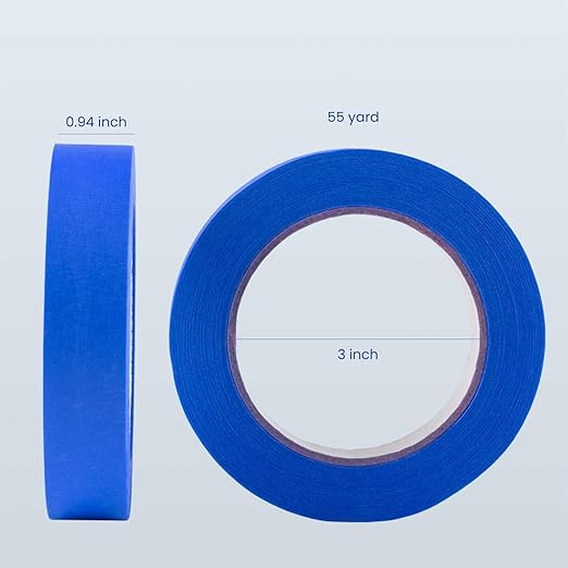 Lichamp 2 Pack Blue Painters Tape 1 inch, Blue Masking Tape 1 inch x 55 Yards x 2 Rolls (110 Total Yards)