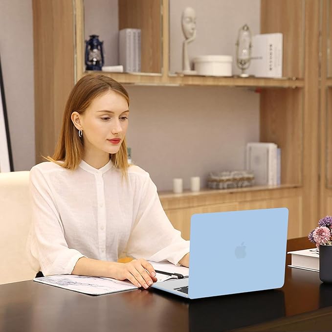 MOSISO Compatible with MacBook Air 13 inch Case 2025 2024 2023 2022 M4 A3240 M3 A3113 M2 A2681, Plastic Hard Shell&Keyboard Cover&Screen Film&Type C for MacBook Air 13.6 inch Case, Air Blue