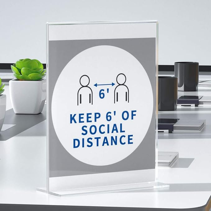 NIUBEE 3 Pack Acrylic Sign Holder 8.5 x 11 - T Shape Double Sided Table Top Display Stand, Portrait Upright Photo Picture Frame Wedding Menu Ad Holder