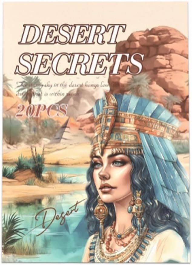 TIAMECH Desert Secrets Sticker Book - Mysterious Egypt Series, 20 Sheets PET & Washi Stickers for Scrapbooking, Ephemera, Waterproof Junk Journaling Supplies & DIY Crafts (Size 10.5 x 7.1in)