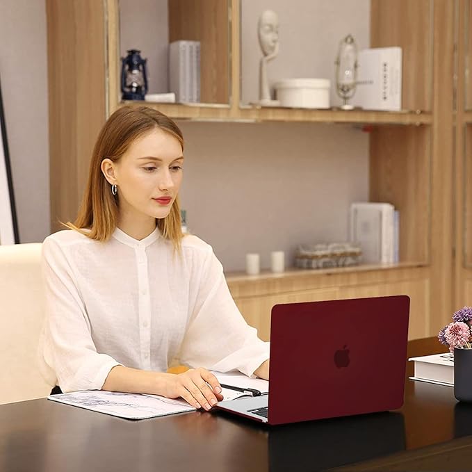 MOSISO Compatible with MacBook Air 13 inch Case 2025 2024 2023 2022 M4 A3240 M3 A3113 M2 A2681, Plastic Hard Shell&Keyboard Cover&Screen Film&Type C for MacBook Air 13.6 inch Case, Burgundy