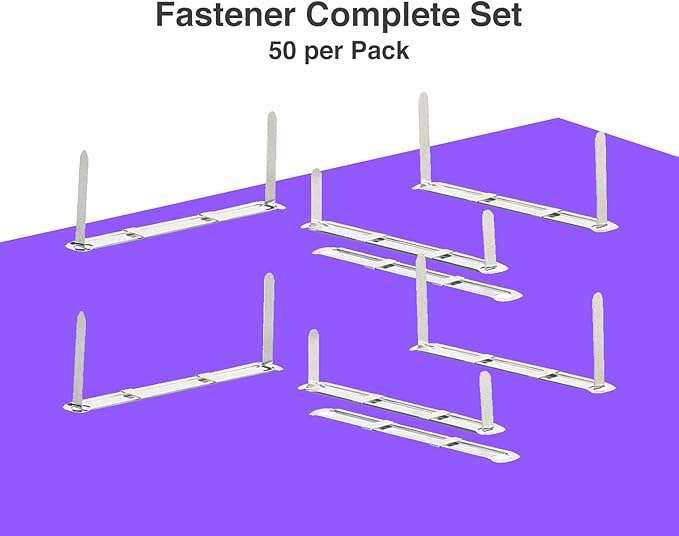 OLYMPX 50 Pcs of 3” Capacity Premium Metal Prong Paper Fastener Complete Set, 8.5 Inch Base with Standard 2-Hole Punch Compressor for Paper File Folder, 50 per Box