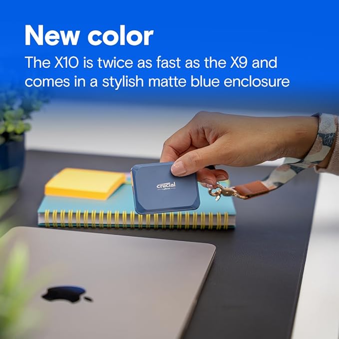 Crucial X10 6TB Portable SSD, Up to 2,100MB/s, USB 3.2 USB-C, External Solid State Drive, Compatible with Windows, Mac & Android, Durable Storage for Games, Photos & Files, Blue - CT6000X10SSD9-02