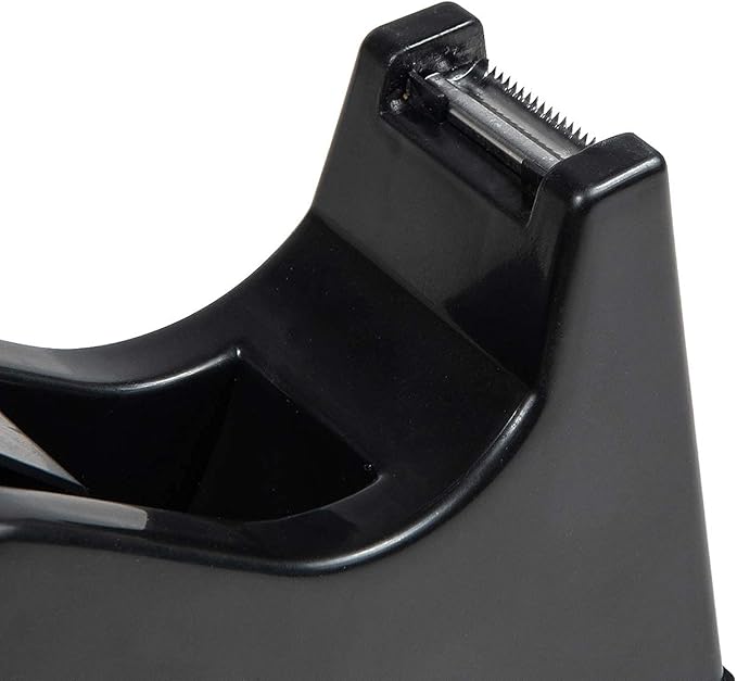 IHOMECOOKER Desktop Tape Dispenser Adhesive Roll Holder (Fits 1" & 3" Core) with Weighted Nonskid Base Black