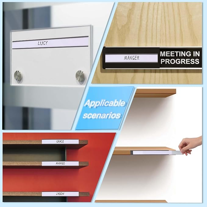 Eeoyu Magnetic Label Holders with Magnets Magnetic Data Card Holders with Clear Plastic Protectors for Metal Shelf, Whiteboard, Set of 50 (0.75 x 6 Inch)