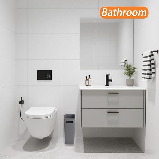 Jucoan 2 Pack 2.5 Gallon Small Plastic Trash Can 11 x 5 x12 Inch Rectangular Slim Rubbish Garbage Can for Bathroom, Office Waste Basket for Narrow Spaces, Bedroom, Toilet, RV, Near Desk, Under Sink