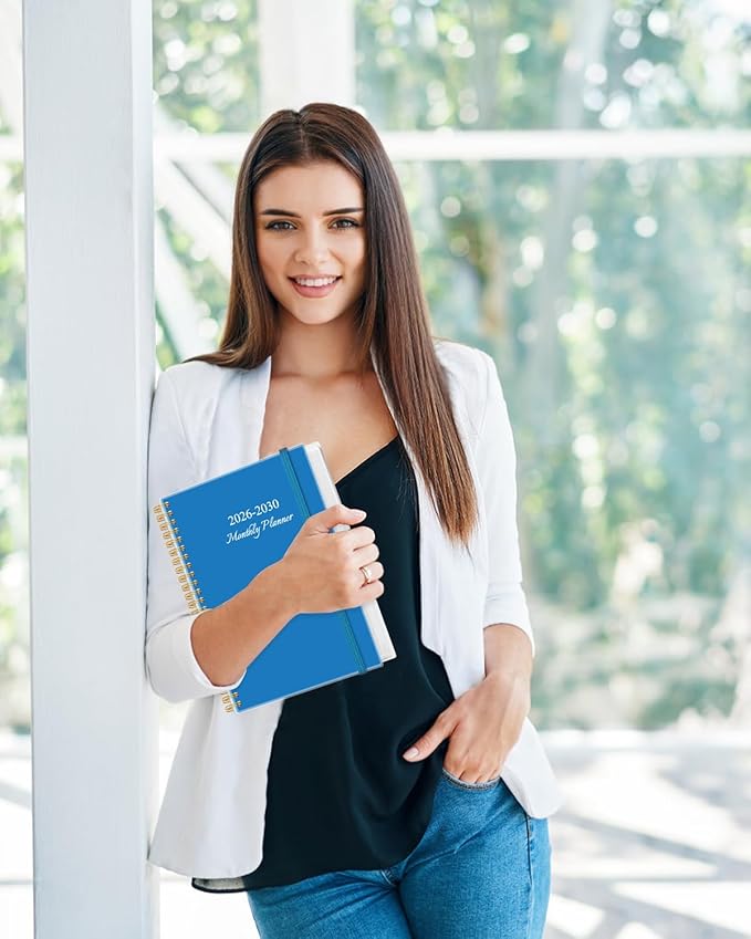 2026-2030 Monthly Planner - 60 Month PLanner Calendar from January 2026 to December 2030, 5 Year Planner 2026-2030 with Flexible Cover, Inner Pocket, Perfect for Home | School | Office, 5.8" x 8.5", Blue