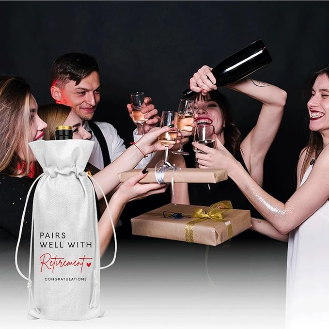 XFW White Retirement Wine Bag Retirement Gifts for Women Men Farewell Gifts for Coworkers Going Away Gift for Friends Boss