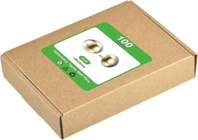 uxcell Upholstery Tacks Nail Pins Furniture, 50Pcs 19x23mm Thumb Tack Pins Assortment Kit Carbon Steel for Home Sofa DIY Decorative Nail Heads Nails, Gold
