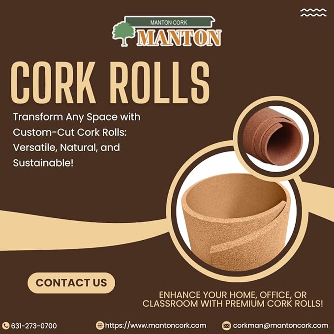 Manton Cork Premium Cork Roll - 3’ x 12’ x 1/4”, 100% Natural Facing Grade Material, Custom Cut Cork for Home, School, and Office Walls & Bulletin Boards