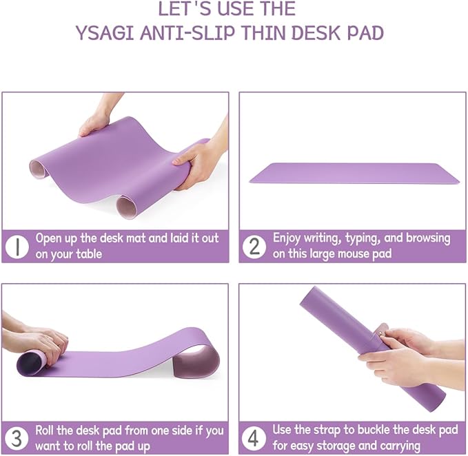 YSAGi Non-Slip Leather Desk Pad, Waterproof Laptop Computer Desk Keyboard Mat, Table Protector Blotter Mat, Large Mouse Pad for Office/Work/Home/Decor(Purple, 31.5" x 15.7")