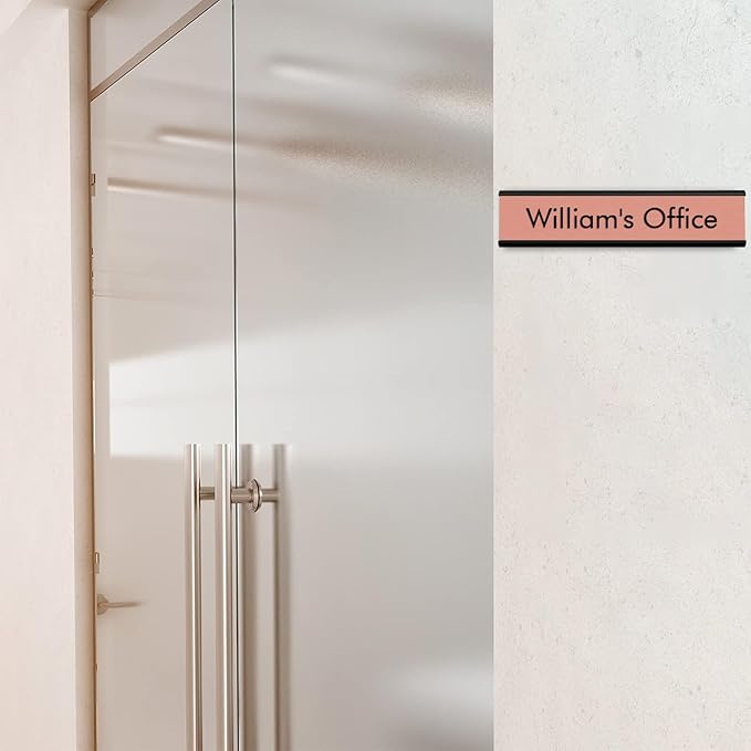 10 Pack 2” x 10” Aluminum Name Plate Holders for Door or Wall, Office Wall Mount Name Plate Holder with Textured Design and Double Sided Tape, for Office, Business, Meeting Room (Black)