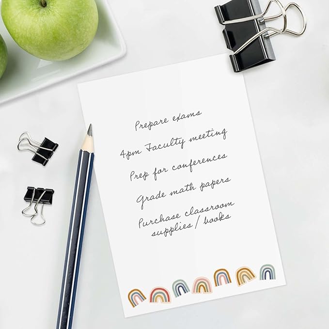 Modern Rainbow Sticky Note Pads / 4" x 6" Repositionable Trendy Boho Rainbow Sticky Notes / 50 Sheets Per Pad/Set of 5 Designs/Made in USA