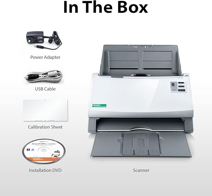 Plustek PS3140U Duplex Document Scanner, Citrix Ready & Twain Support for PC and Mac, Scan and Save Batch Documents