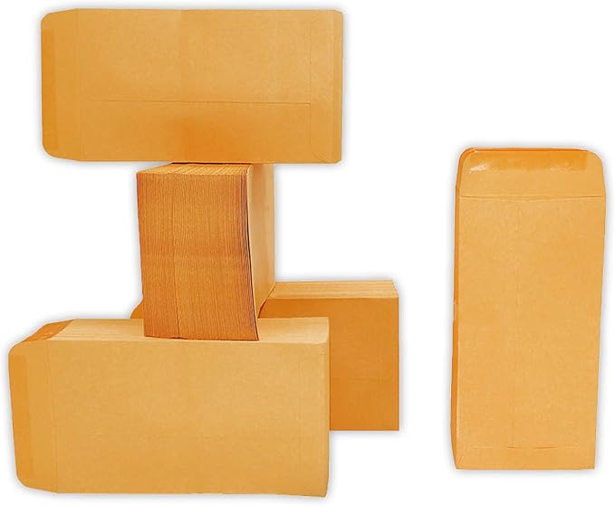 500 PCS #5 Coin Envelopes, 3.125 x 5.5 inches Brown Kraft Envelopes Classic Small Parts Envelopes with Self Adhesive Gummed Flap for Coins, Cash, Credit Cards, Seeds