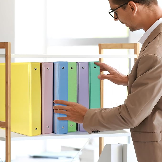 COMIX Standard 3 Ring Binder 1 inch with Clear View Cover, 1" Round Ring View Binder Holds 200 Sheets of US Letter Size Paper, 6 Pack (Light Green)