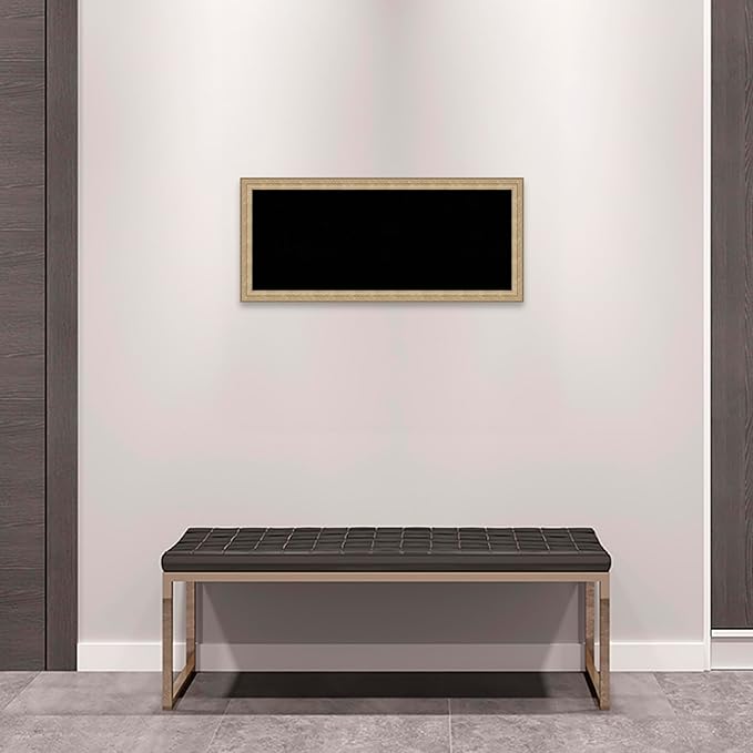 Amanti Art Black Cork Board for Wall, 14x32 Vision Board with Champagne Frame, Medium Corkboard Office Decor for Home Organization, Traditional Corkboard Pinboard to display items for home