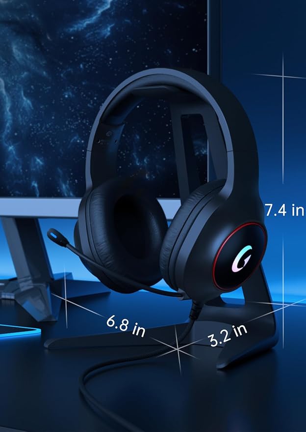 CM7002 Gaming Headset for PS5, PS4, PC, Mac, Switch, Xbox Series, Surround Sound RGB Gaming Headphones with Noise Canceling Microphone, 50MM Dynamic Drivers, 3.5MM Audio Jack, Black