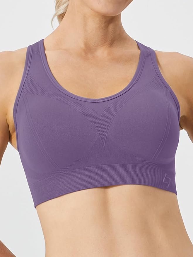 FITTIN Racerback Sports Bras for Women - Padded Seamless Support Bra for Yoga Gym Workout Fitness