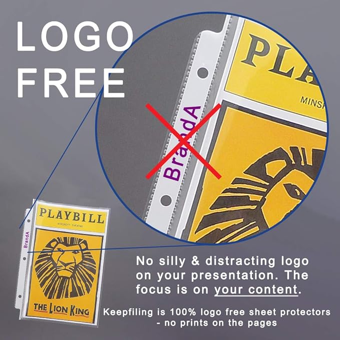 14 x 8.5 Landscape Legal Size Sheet Protectors, Side Load, Extra Heavyweight, Glass Clear, 2 Packs (50 Sheets Total), Archival Safe & Acid Free by Keepfiling