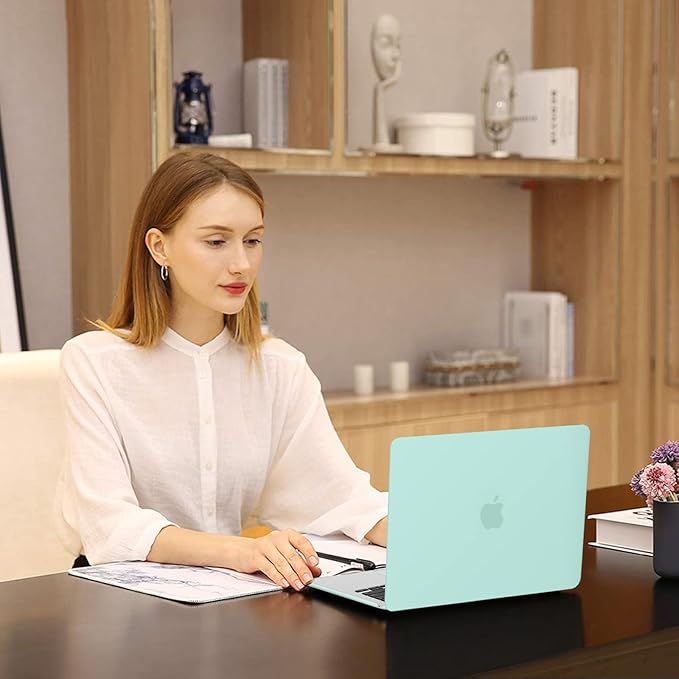 MOSISO Compatible with MacBook Air 13 inch Case 2025 2024 2023 2022 M4 A3240 M3 A3113 M2 A2681, Plastic Hard Shell&Keyboard Cover&Screen Film&Type C for MacBook Air 13.6 inch Case, Mint Green