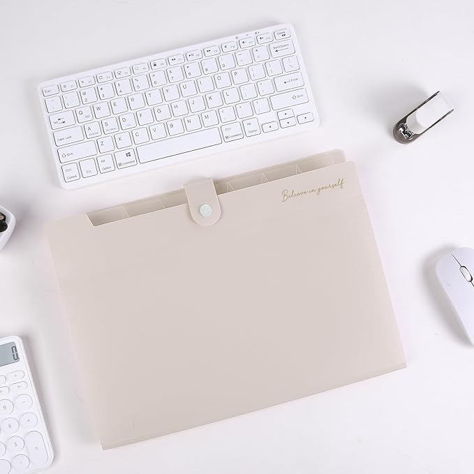 SKYDUE Expanding File Organizer with 8 Pockets, Accordion File Folders with Labels, Portable Document Paper Bill Receipt Organizer, Home College School Office Supplies, Letter Size,MilkTeaBrow