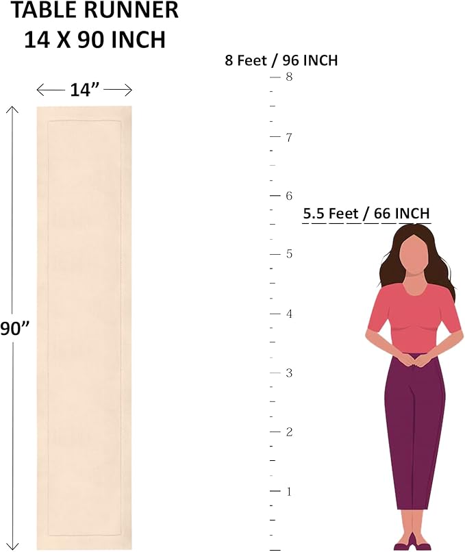 Solino Home Linen Soft Grey Table Runner 90 Inches Long - 100% Pure Linen 14 x 90 Inch Table Runner for Fall, Autumn, Thanksgiving, Christmas, Winter - Fete