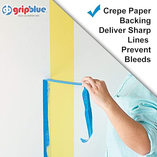 Blue Painters Tape 3 Inch Wide, 12 Rolls Masking Tape - Perfect for Precise Lines on Walls & Trim, Multi-Surface, Residue-Free, Easy Removal - Ideal for Indoor & Outdoor Use, 3in x 60yds