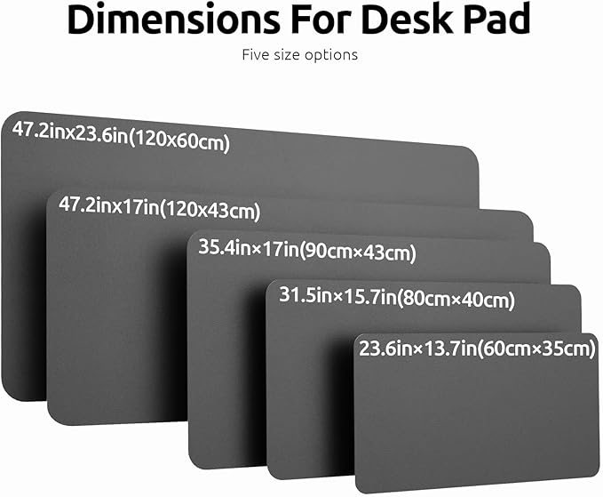 YSAGi Leather Desk Pad Protector, Office Desk Mat, Large Mouse Pad, Non-Slip PU Leather Desk Blotter, Laptop Desk Pad, Waterproof Desk Writing Pad for Office and Home (Dark Grey, 47" x 17")